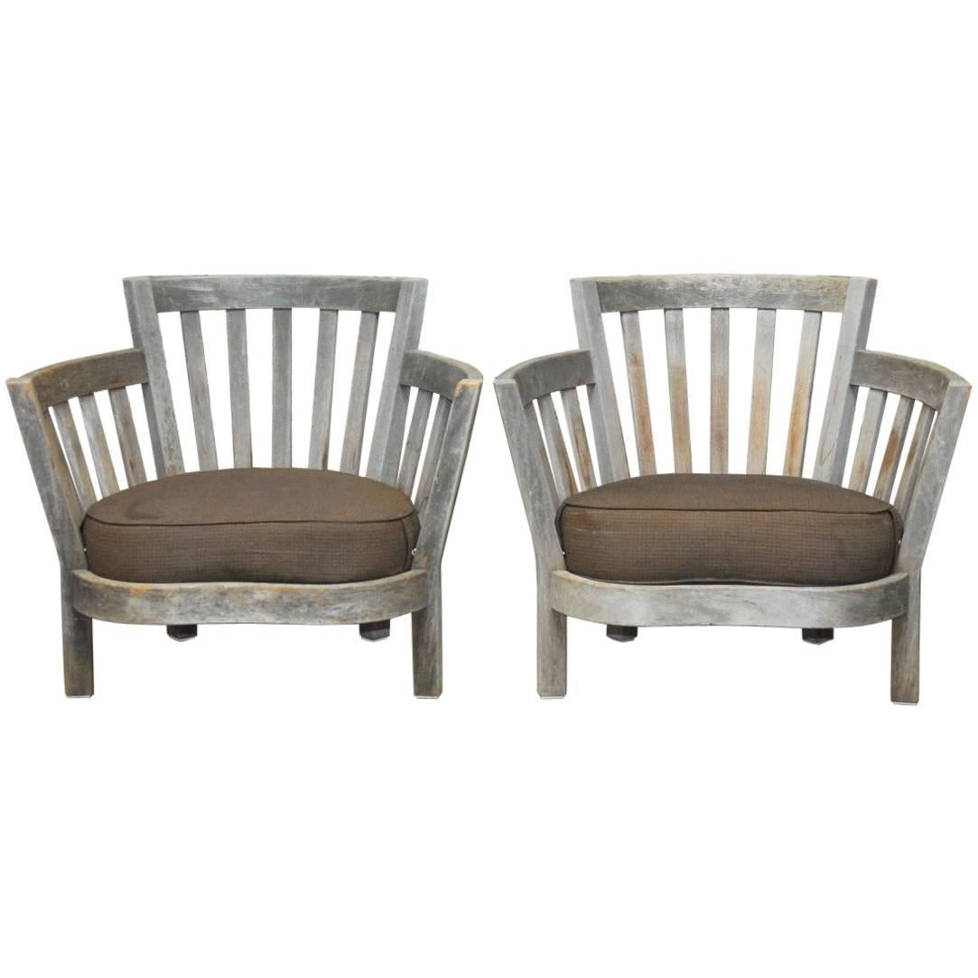 Pair of Teak Westport Armchairs by Weathered Estate Furniture