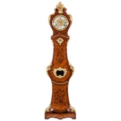 French 19th Century Long Case Clock with Floral Marquetry and Ormolu Mounts