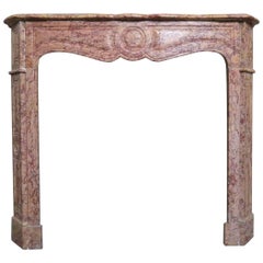 French Pompadour Fireplace Mantel in Brocatelle Marble