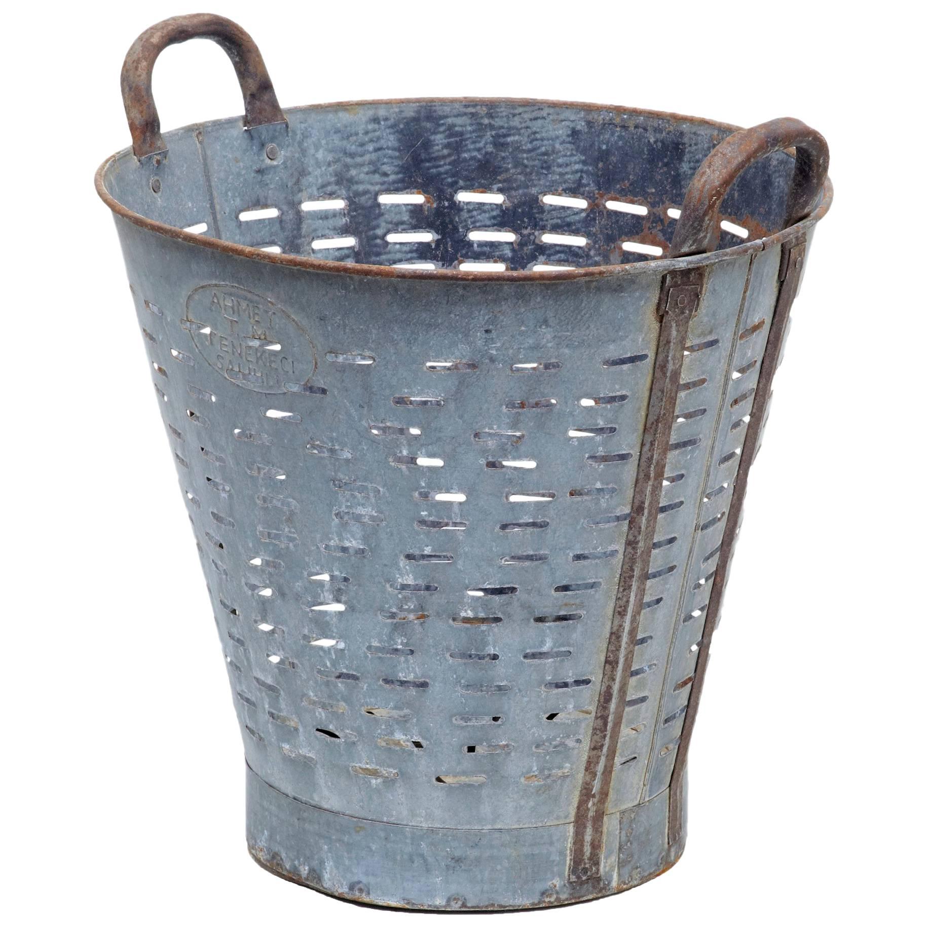 Early 20th Century Metal Basket Bin