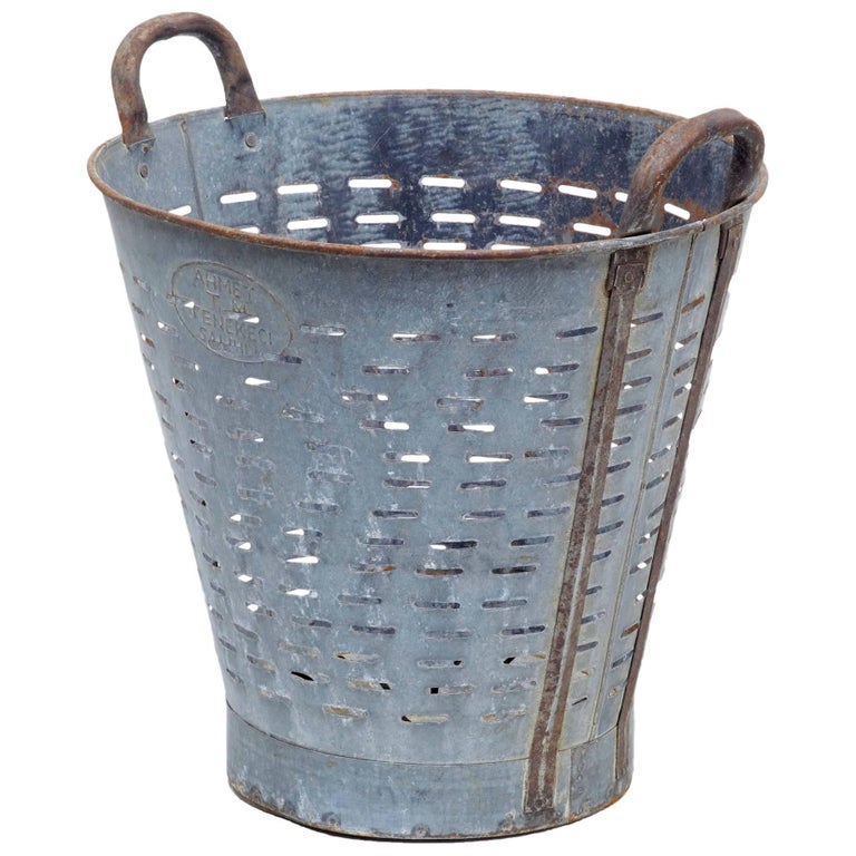 Early 20th Century Metal Basket Bin For Sale at 1stdibs