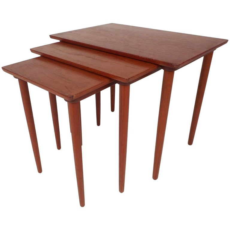 Set of Three MidCentury Modern Teak Nesting Tables by Bramin Mobler