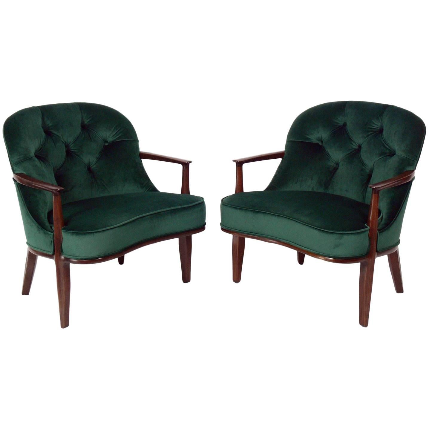 Pair of Tufted Lounge Chairs by Edward Wormley for Dunbar