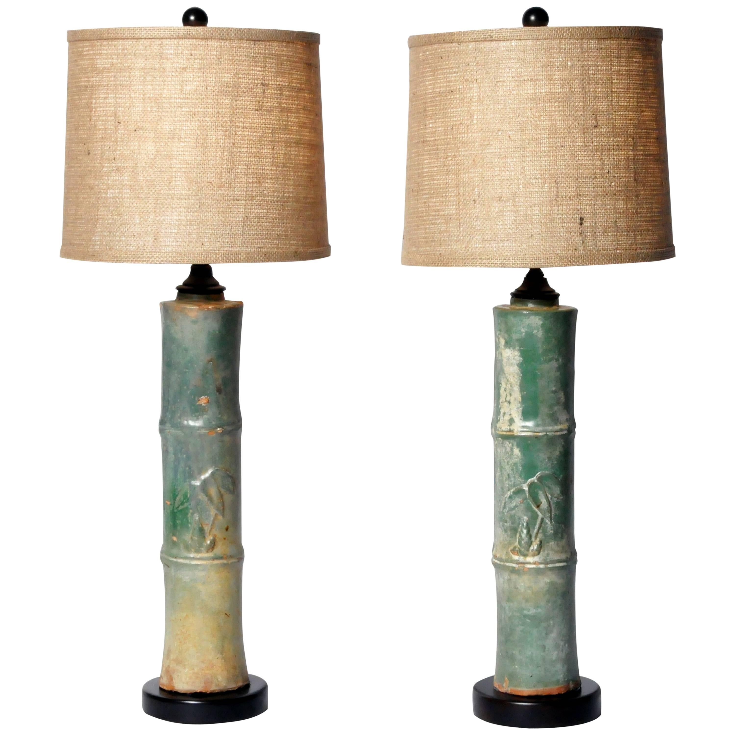 Ceramic Bamboo Trunk Lamps