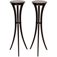 Pair of Black Lacquer and Gilt Pedestals