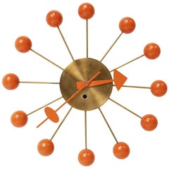 Horloge à boule orange George Nelson pour Howard Miller:: vers 1950