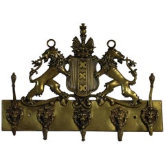 Antique Coat of Arms Brass Coat Hanger