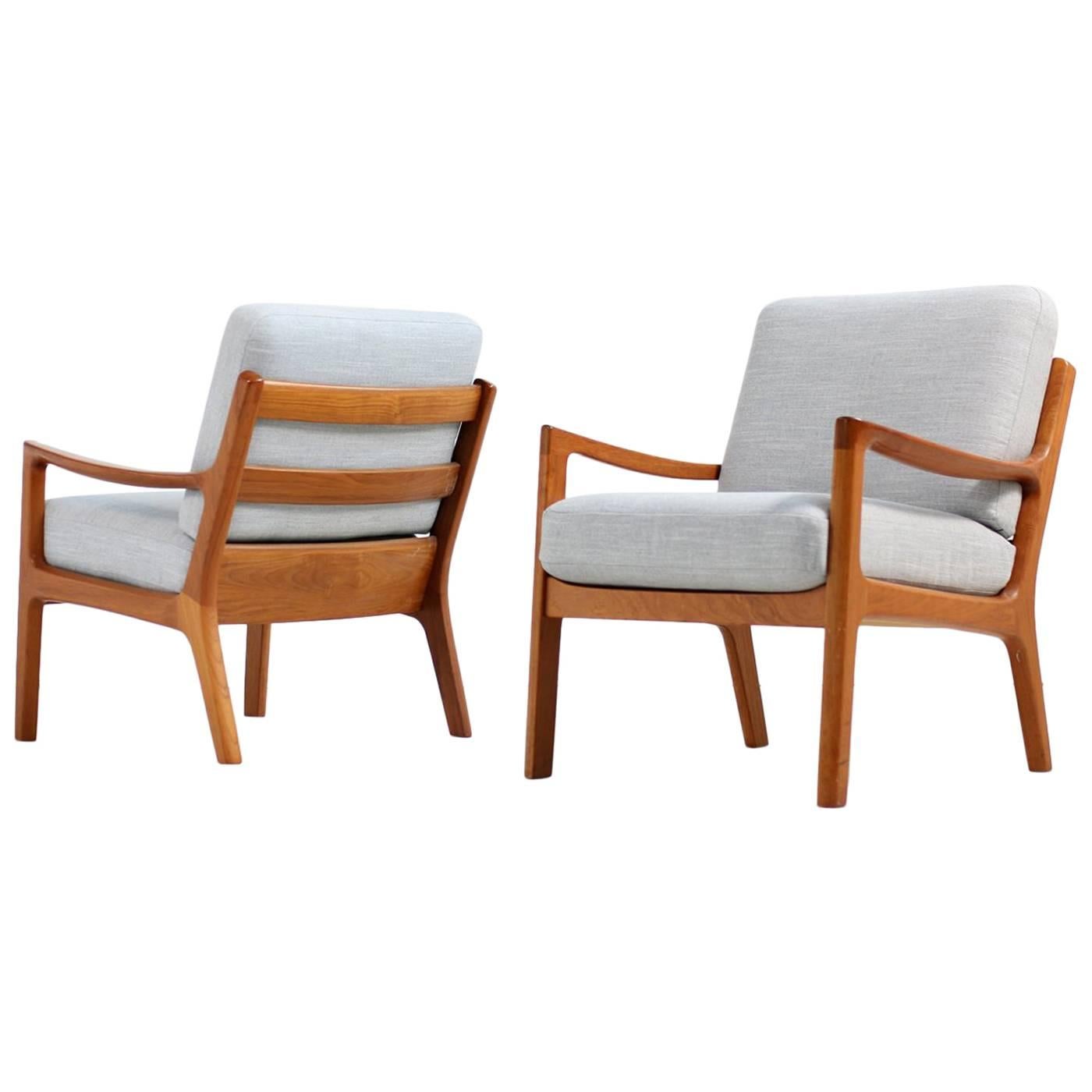 Pair of Danish 1960s Teak Lounge Easy Chairs by Ole Wanscher PJ Poul Jeppesen