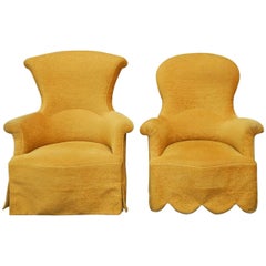 Vintage Pair of His and Hers Upholstered Armchairs by Rose Tarlow 