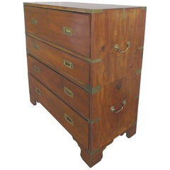 Antique 19th Century Campaign Chest of Drawers and Desk