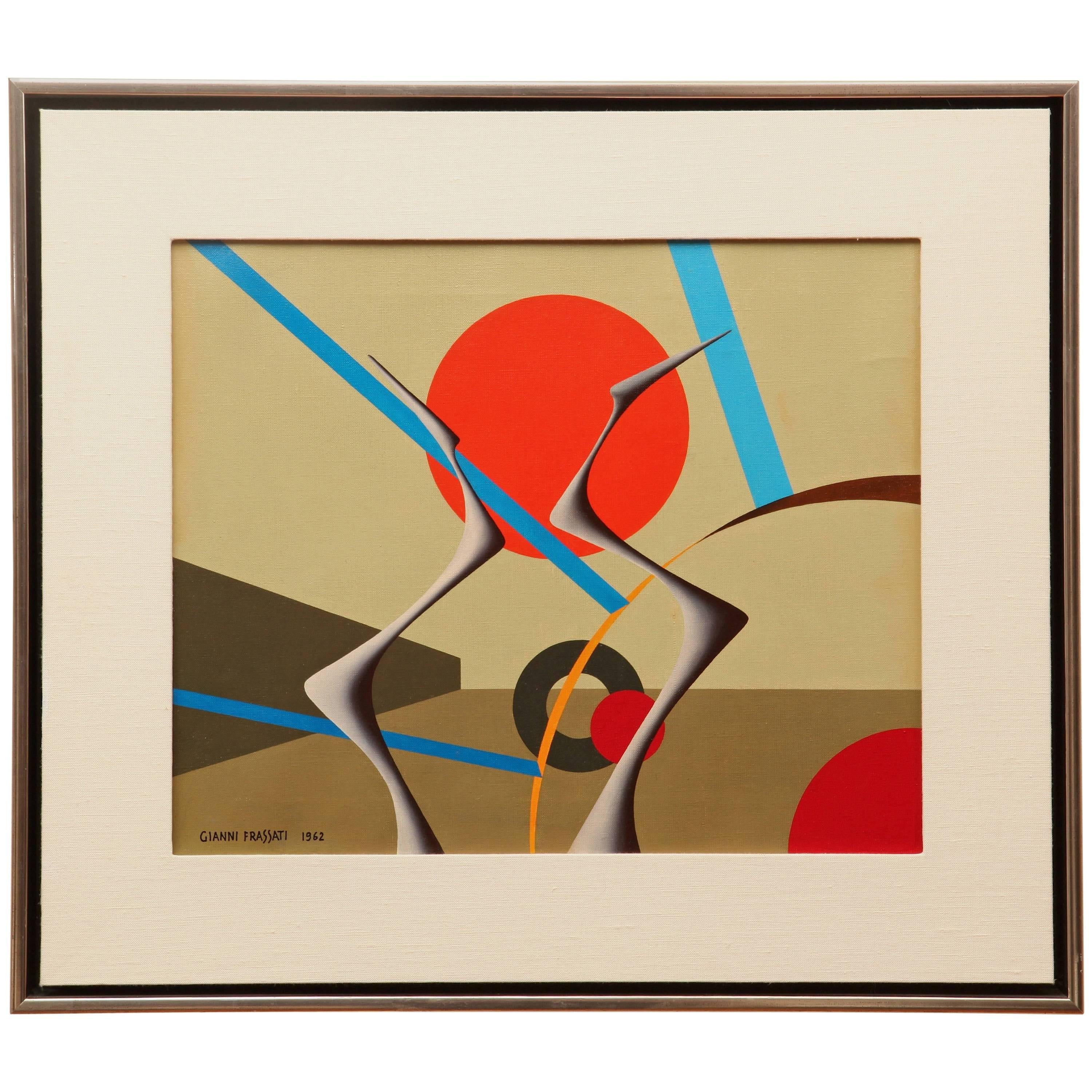 Gianni Frassati Abstract Geometric Painting, circa 1962 For Sale