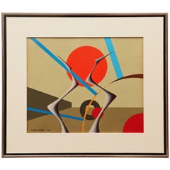 Vintage Gianni Frassati Abstract Geometric Painting, circa 1962