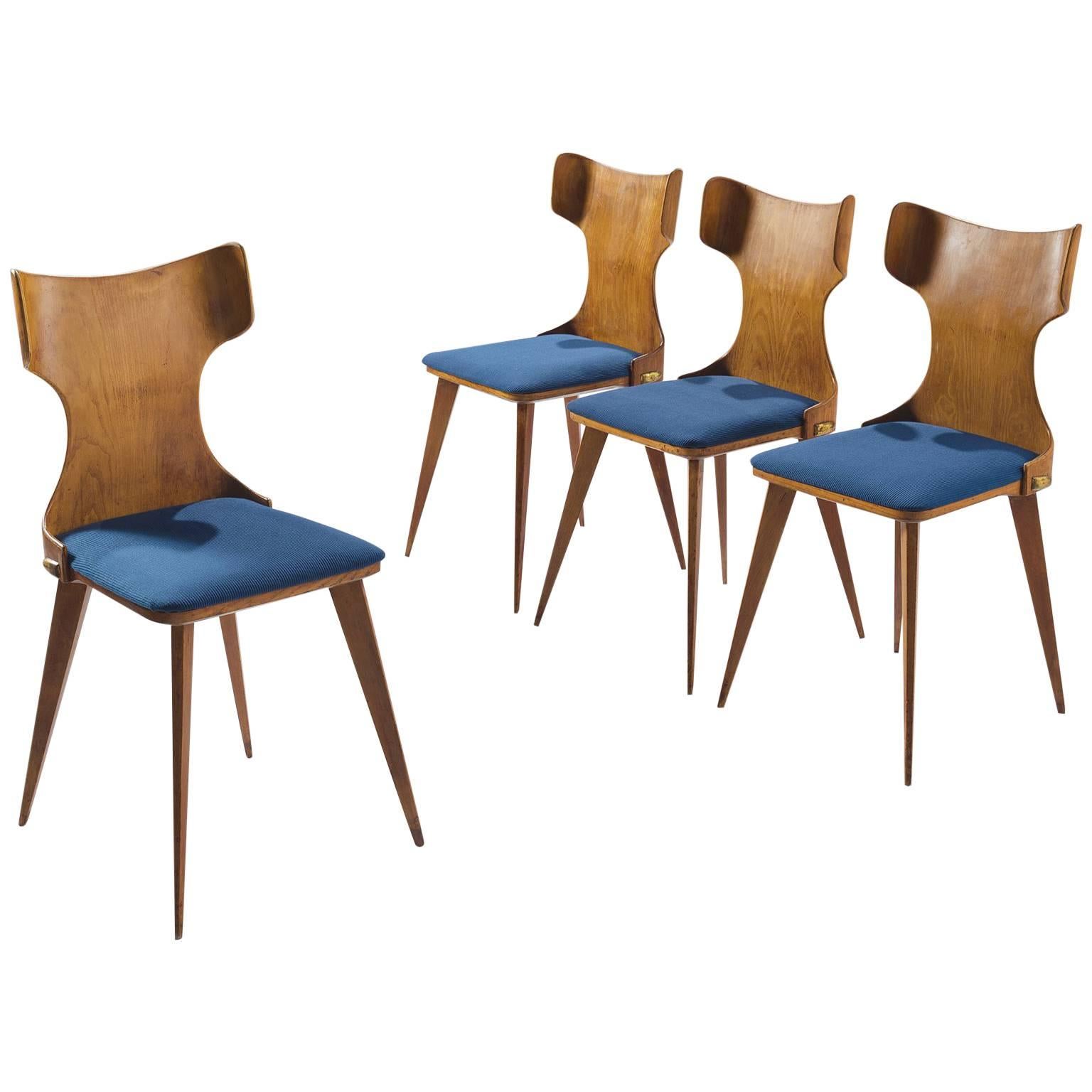 Carlo Ratti Four Bent Wingback Dining Chairs