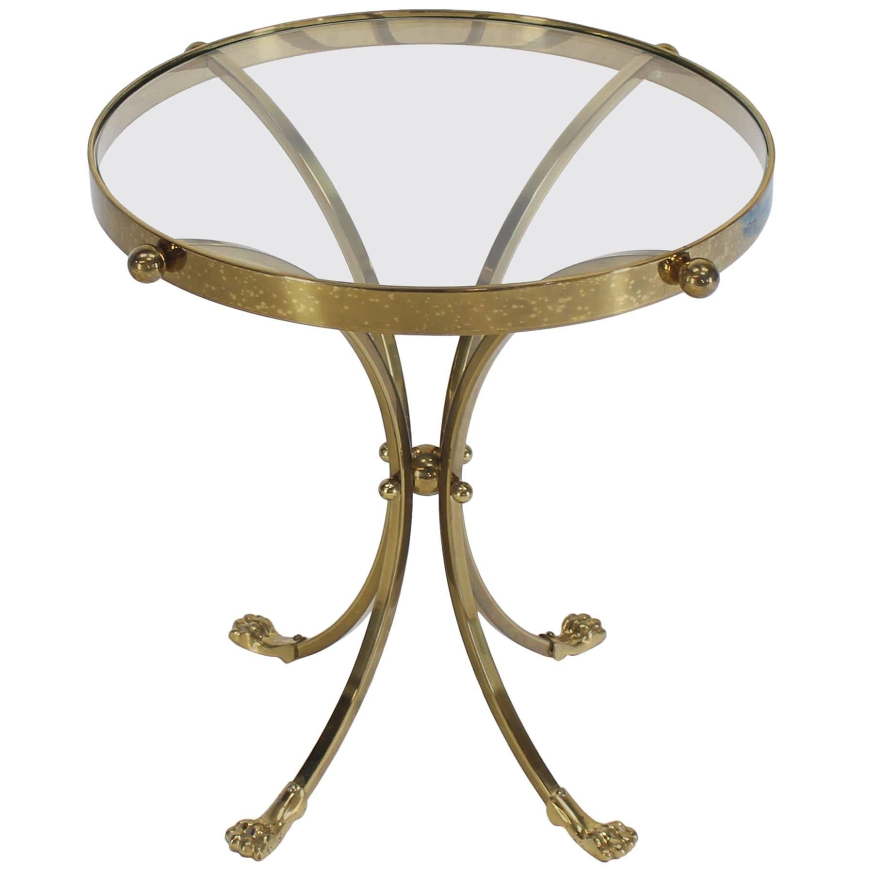 Brass and Glass Round Gueridon Center Table Pedestal  