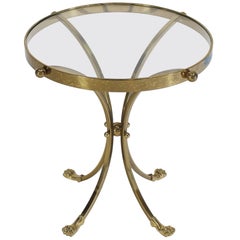 Vintage Brass and Glass Round Gueridon Center Table Pedestal  