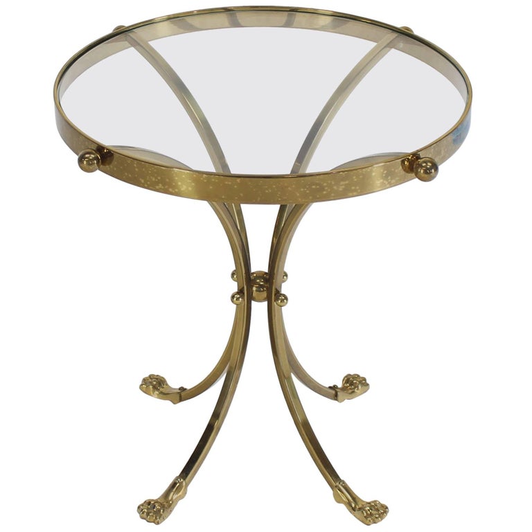 Brass and Glass Round Gueridon Center Table Pedestal For Sale at 1stDibs