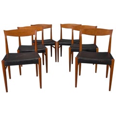 Set of Six Teak Danish Modern Dining Chairs by Henning Kjaernulf