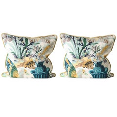 Pair of Pillows Upholstered in Brunschwig and Fils Fabric