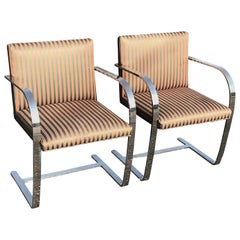 Pair of Flat Bar Brno Chairs attributed to Ludwig Mies van der Rohe for Knoll