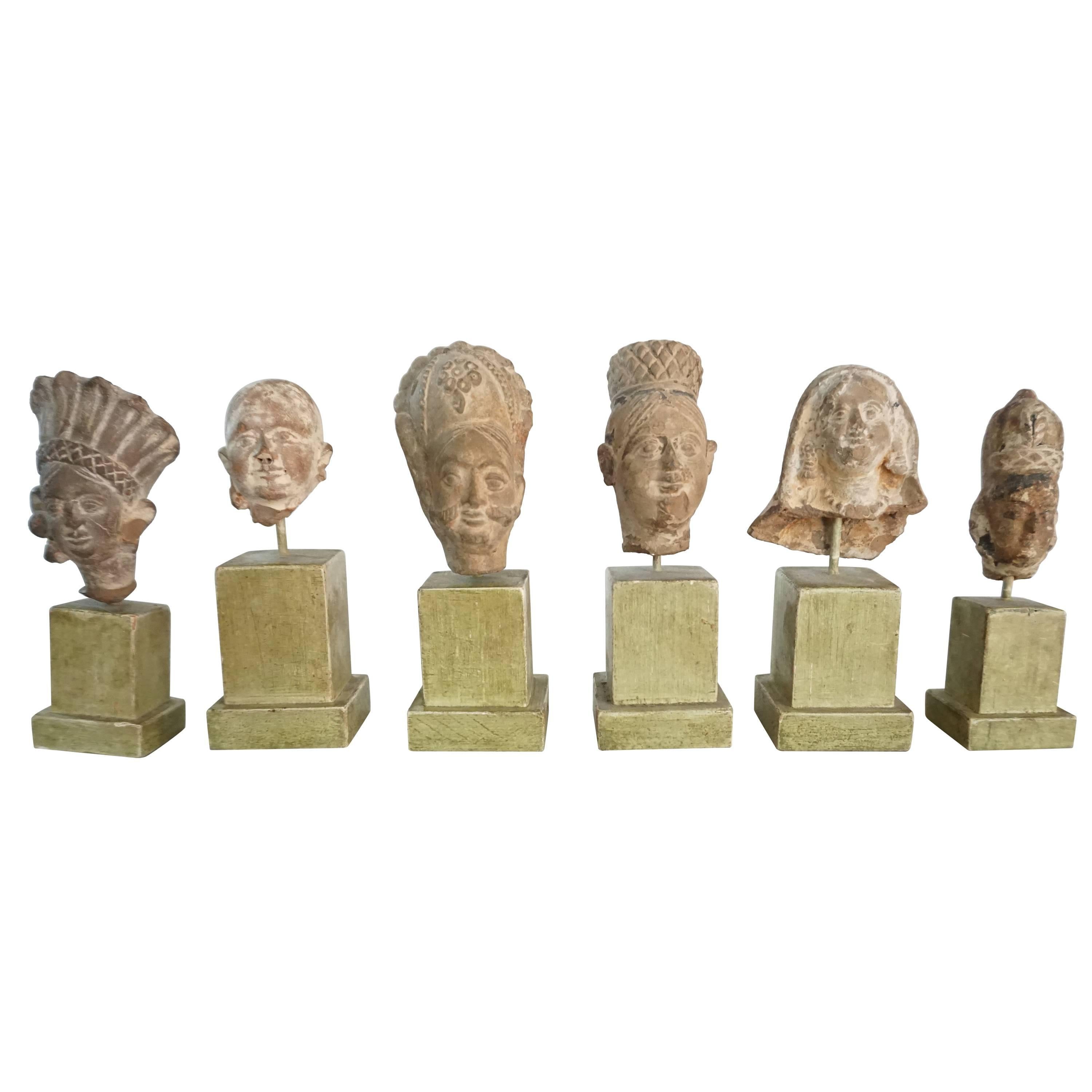 Gandharan Miniature Busts, Collection of Six 