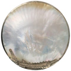 Vintage Mother of Pearl Shell with Sturgeon Fish Caviar Dish