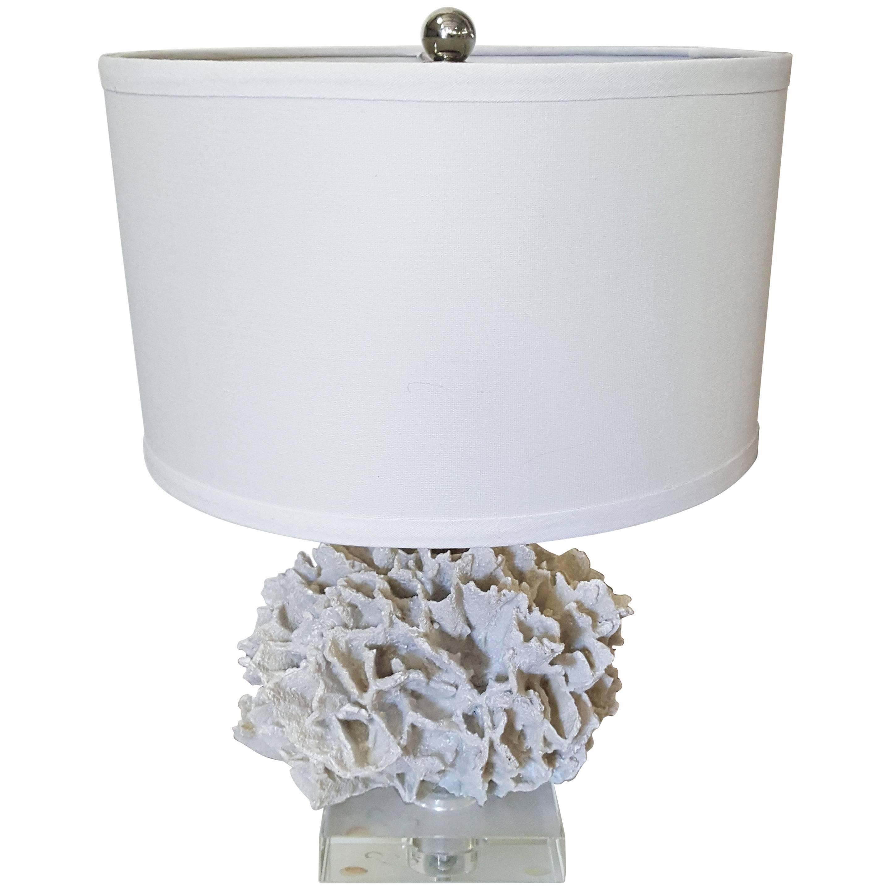 Contemporary Faux Coral Lamp with Lucite Base