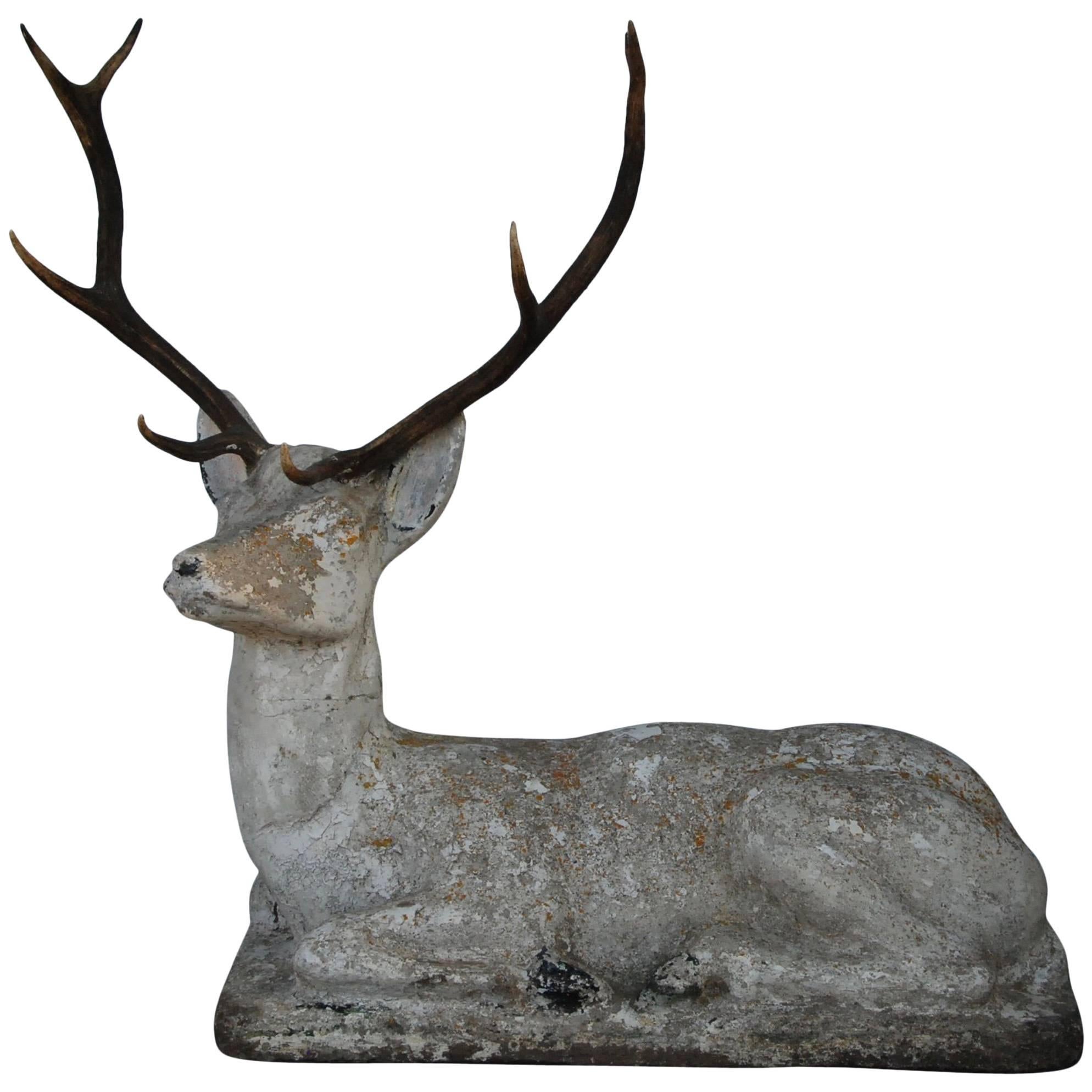 Vintage French Garden Deer with Antlers
