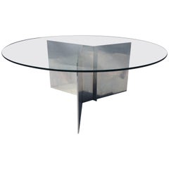 Aluminum and Glass Coffee Table