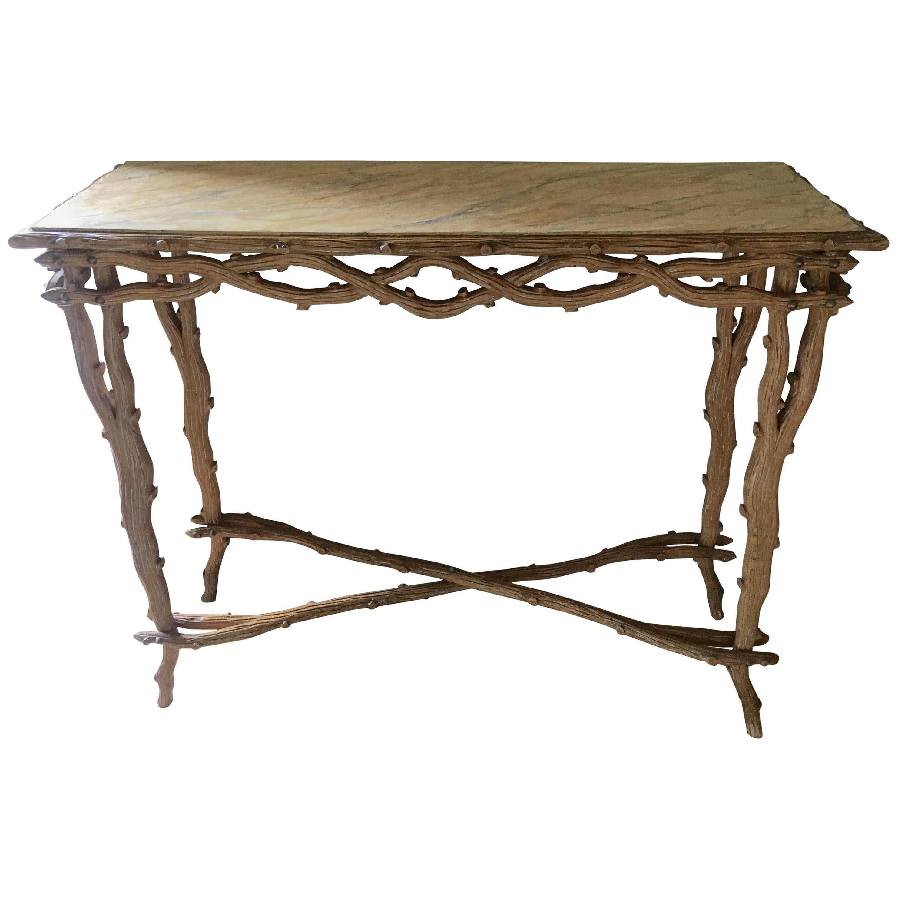 Faux Boi Console Table with Faux Marble Top