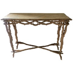 Faux Boi Console Table with Faux Marble Top