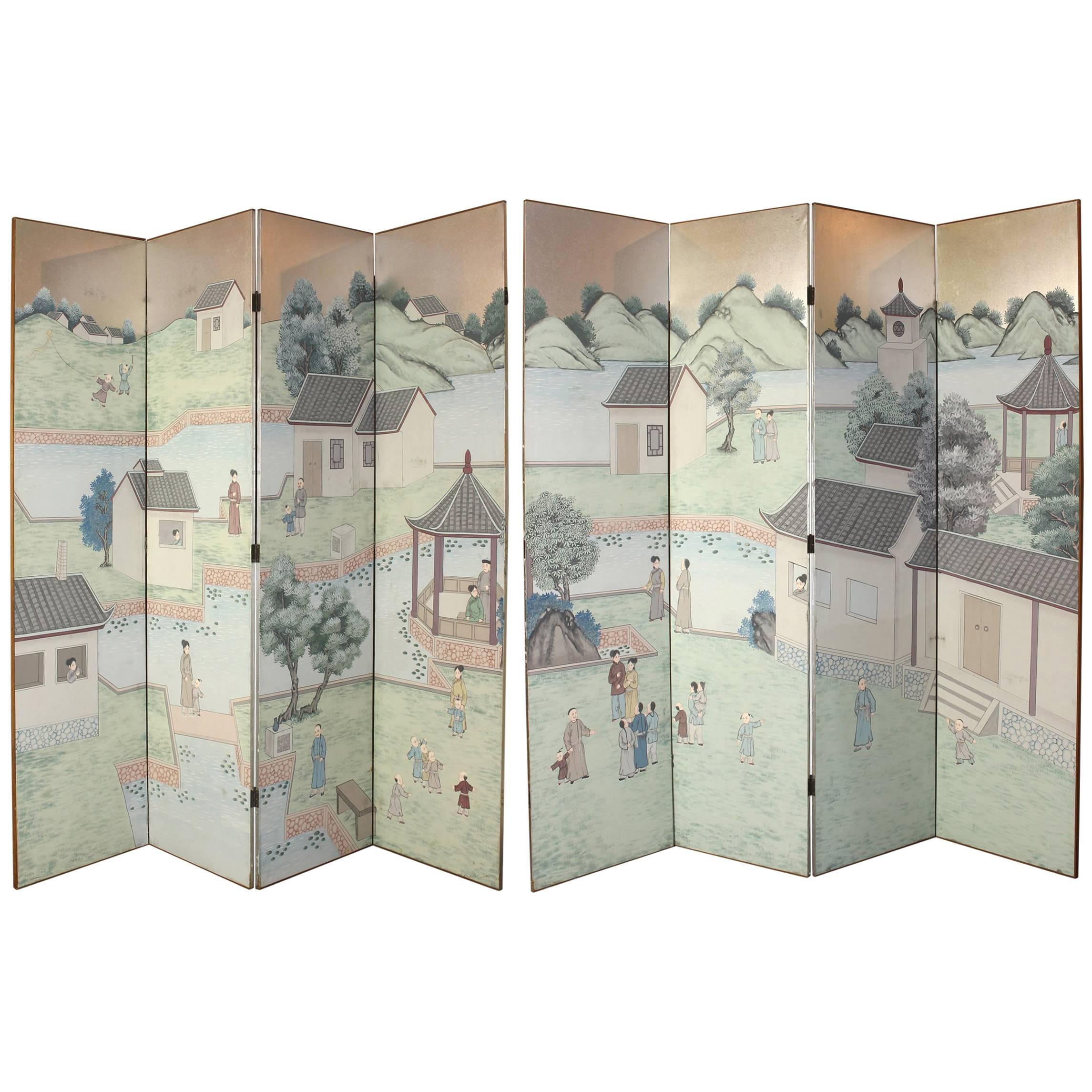Exceptionally Large Eight-Panel Folding Screen