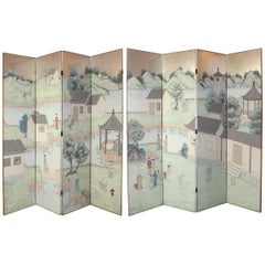 Vintage Exceptionally Large Eight-Panel Folding Screen