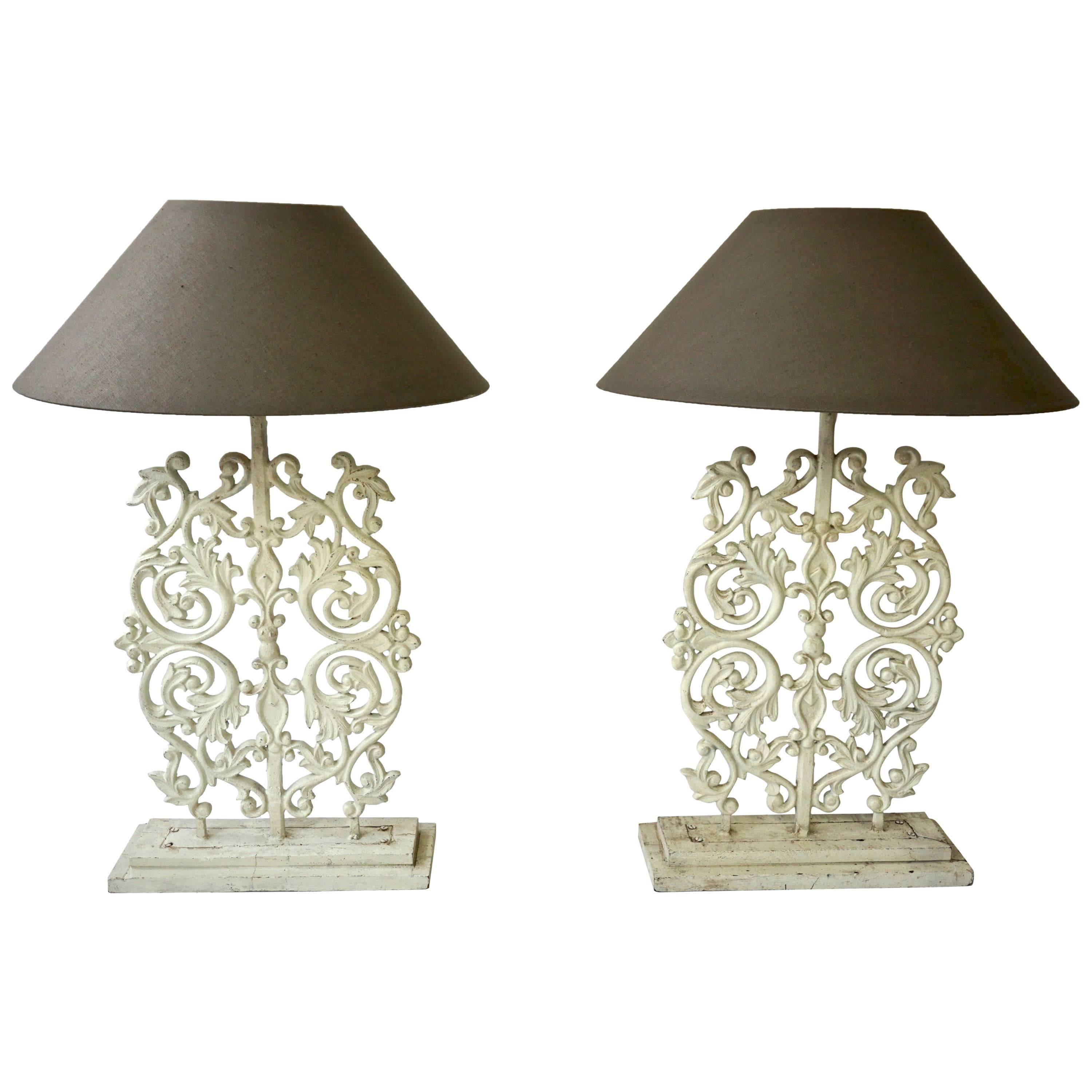 Two Cast Iron Painted Table Lamps