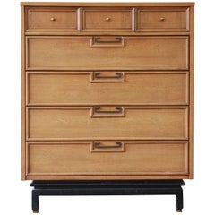 Mid-Century Modern Chinoiserie Highboy Dresser by American of Martinsville