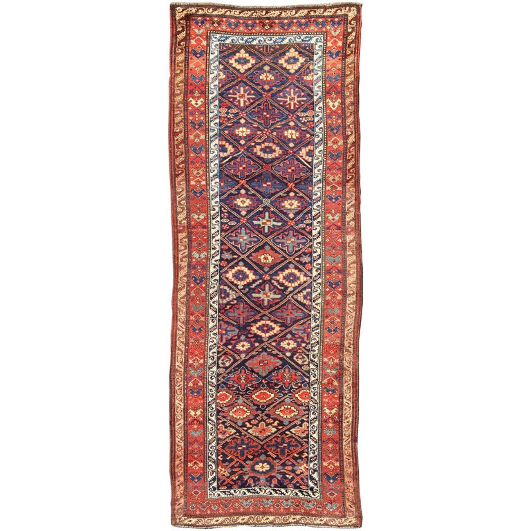 Antique Persian Qashqai Rug with Tulips, Diamond Patterns and Star