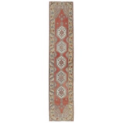 Sub-Geometric Tribal Vintage Oushak Runner from Early 20th Century Turkey