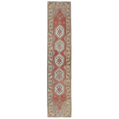 Sub-Geometric Tribal Antique Oushak Runner from Early 20th Century Turkey