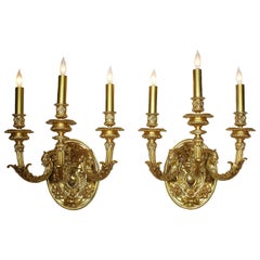 Pair of French 20th Century Louis XV Style Wall Lights from the Spelling Manor
