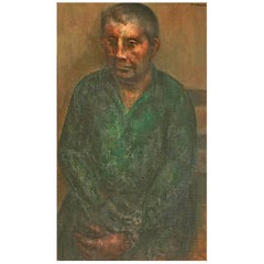 Vintage "Man with a Cat" Painting