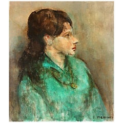Vintage Girl in Profile, Framed