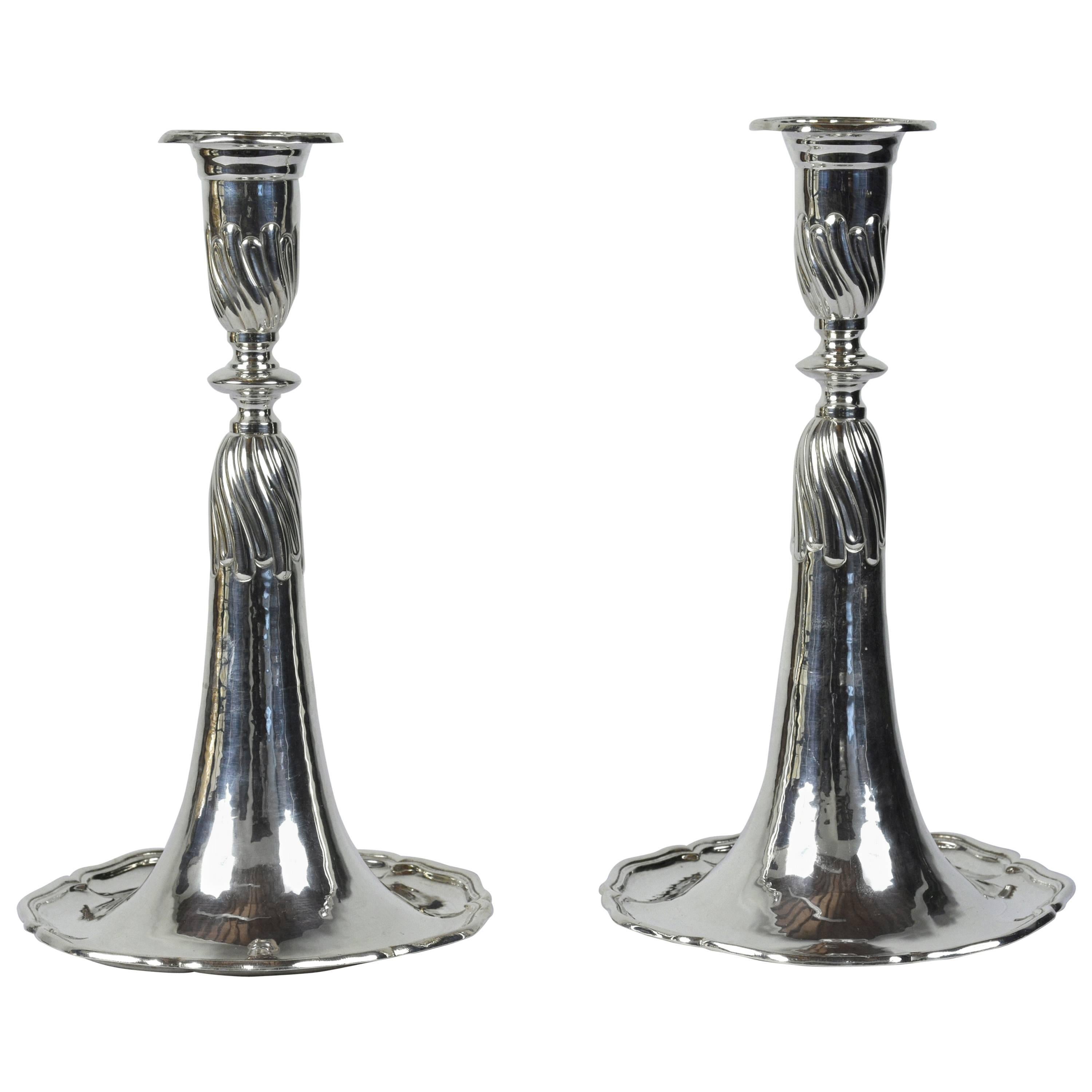 Danish Pair of Tin Candle Holders Midcentury For Sale at 1stDibs