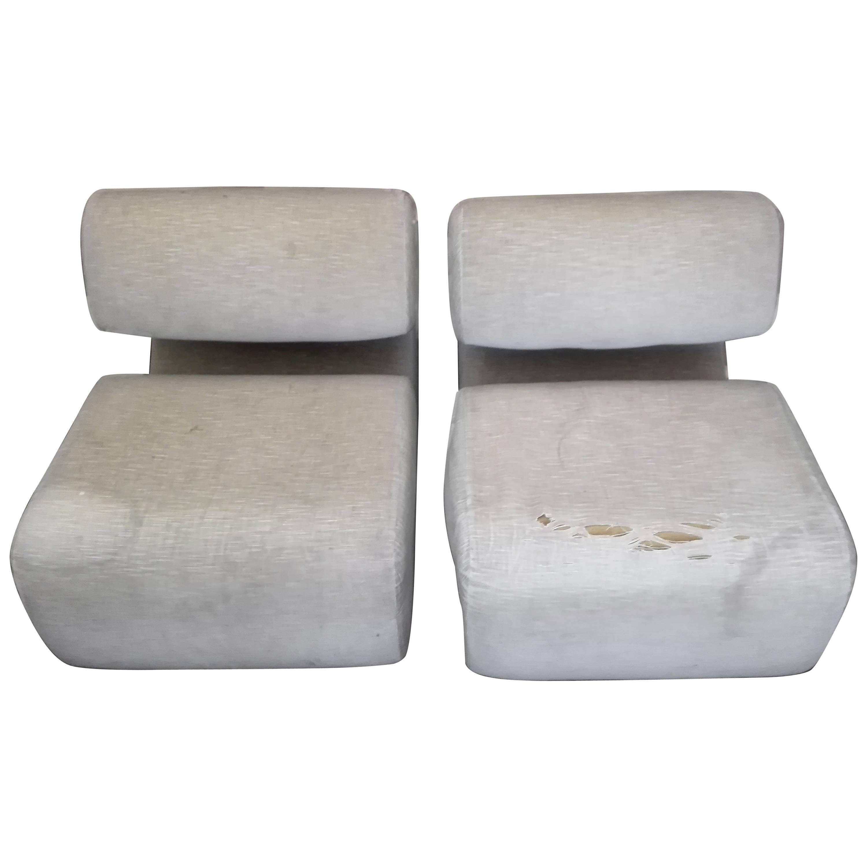 Pair of Italian Mid-Century Modern Curvilinear Lounge Chairs, 1970