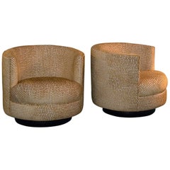 Midcentury Swivel Armchairs in the Style of Milo Baughman