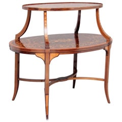 Early 20th Century Inlaid Mahogany Two-Tier Etagere