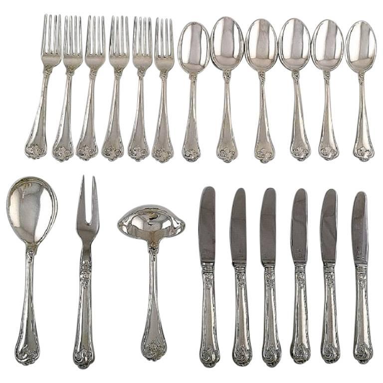 Carl M. Cohr. Saxon Flower, Complete Silver '.830' Dinner Service for