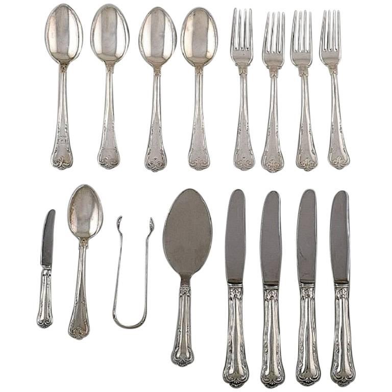 Cohr Herregaard Cutlery, Three Tower Silver. Complete Lunch Service for Four P. For Sale