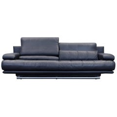 Rolf Benz 6500 Leather Sofa Black Two-Seat Couch Modern