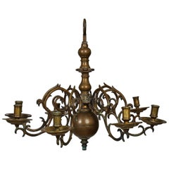 Swedish Baroque Brass Chandelier for Eight Candles, 18th Century