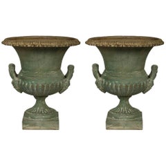 Pair of Iron Vases or Jardinieres in Original Color, Late 19th Century, Sweden