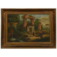 Painting on Reused Canvas of a Pastoral Landscape 1820, Russian or Finnish